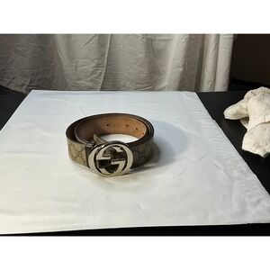 Gucci GG Monogram Belt Silver Buckle Canvas